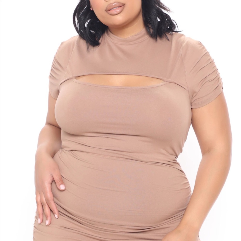 Only Ruched Mini Dress - Taupe
